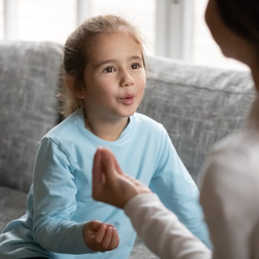 Child in a speech therapy session